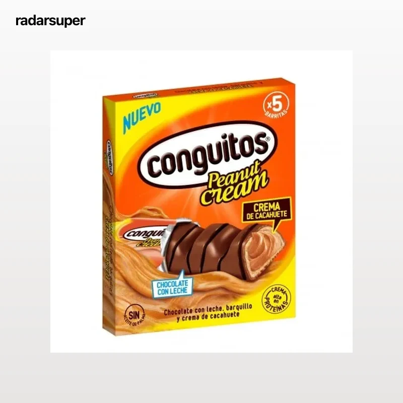 Barritas de chocolate con leche, barquillo y crema de cacahuete Conguitos 5 ud.