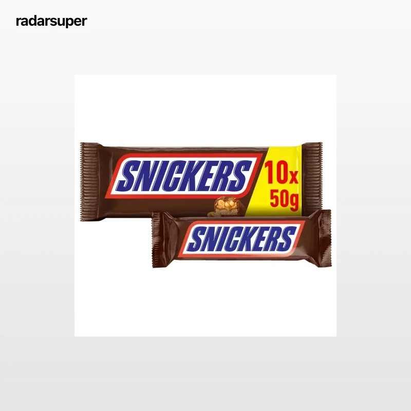 Barritas de chocolate con leche, cacahuete, caramelo y turrón Snickers 10 ud.