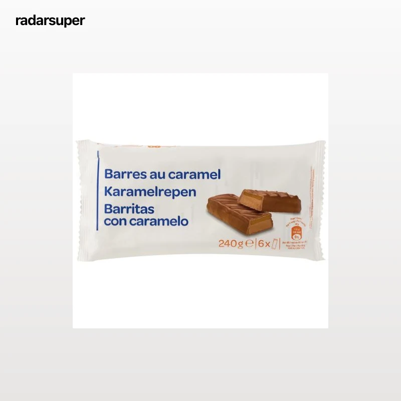 Barritas de chocolate rellenas de caramelo 240 g.