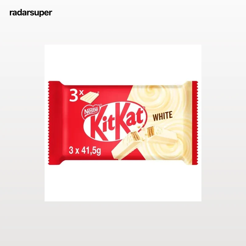 Barritas de galleta crujiente cubiertas de chocolate blanco Nestlé Kit Kat White pack de 3 unidades de 41,5 g.