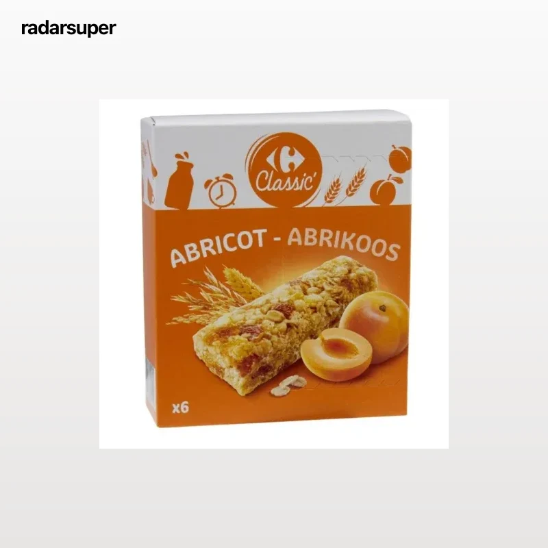 Barritas de muesli con albaricoque Carrefour Classic 6 unidades de 21 g.