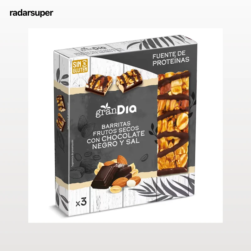 Barritas de frutos secos con chocolate y sal Gran Dia 90 g