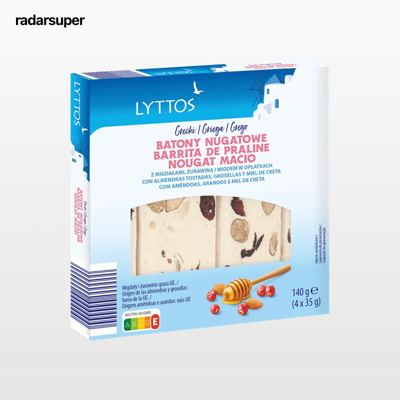 Barritas de turrón con almendra arándano rojo y miel