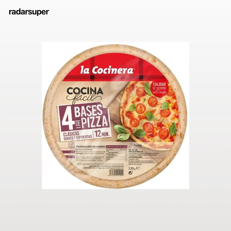 Base de pizza La Cocinera pack de 4 bases de 130 g.