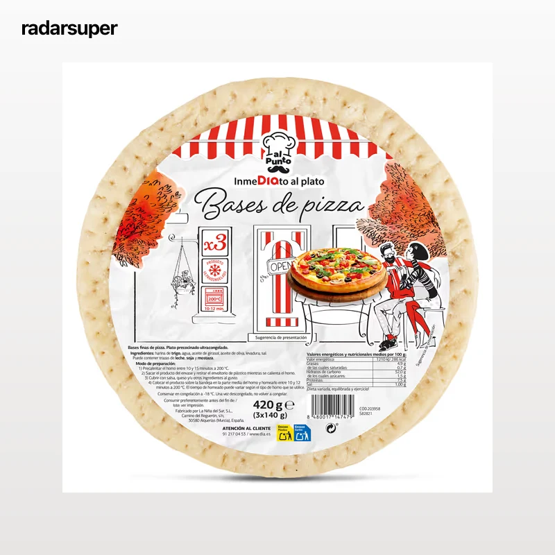 Bases de pizza 3 unidades Dia Al Punto 420 g