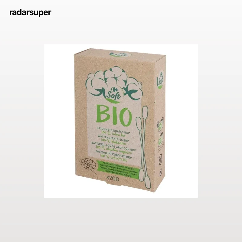Bastoncillos de algodón ecológicos Soft Bio Carrefour 200 ud.