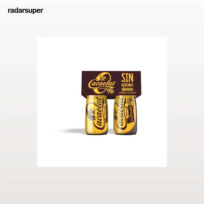 Batido de cacao sin azúcar añadido Cacaolat sin gluten pack de 4 botellas de 200 ml.