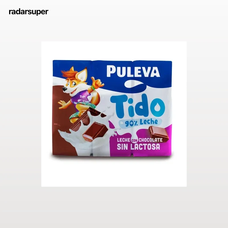 Batido de chocolate Puleva sin gluten sin lactosa pack de 6 briks de 200 ml.