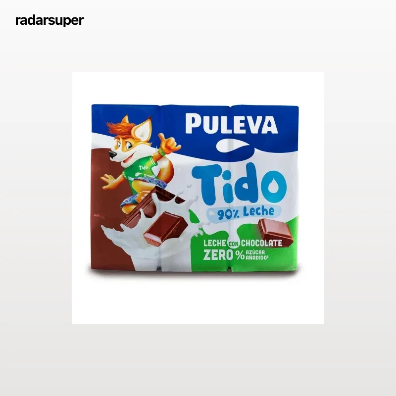 Batido de chocolate zero sin azúcar añadido Puleva sin gluten pack de 6 briks de 200 ml.