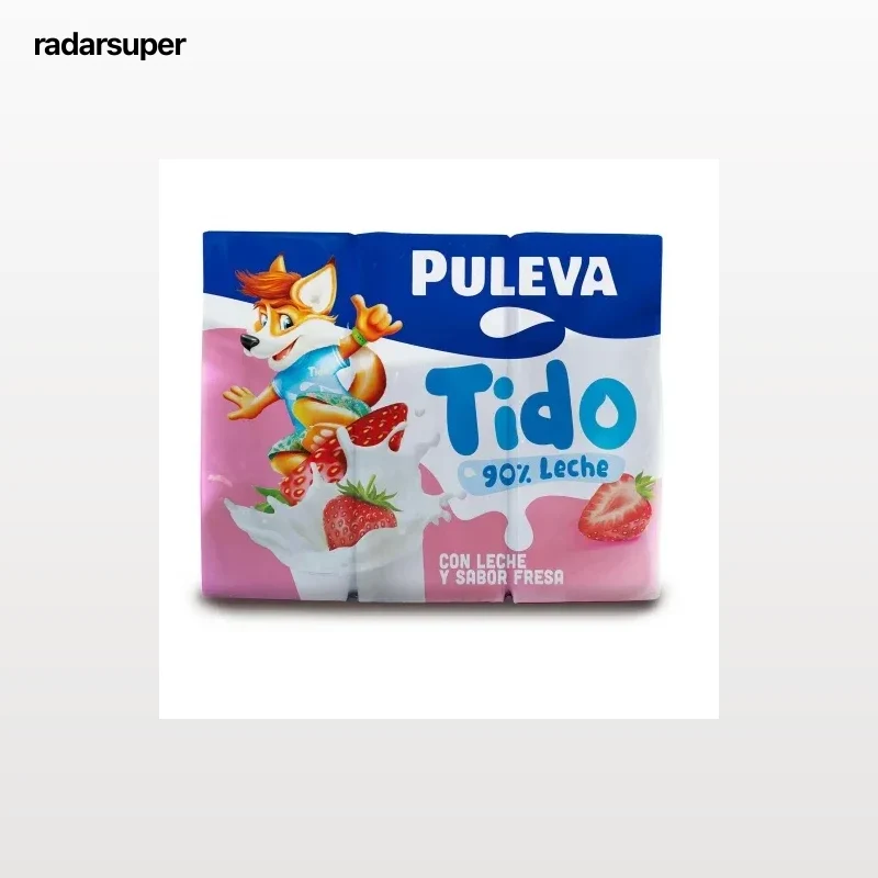 Batido de fresa Puleva sin gluten pack de 6 briks de 200 ml.