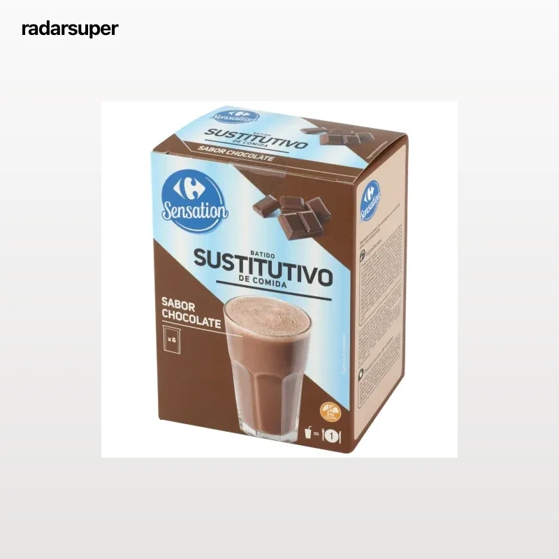 Batido sustitutivo sabor chocolate Sensation Carrefour sin gluten  pack de 6 unidades de 42 g.