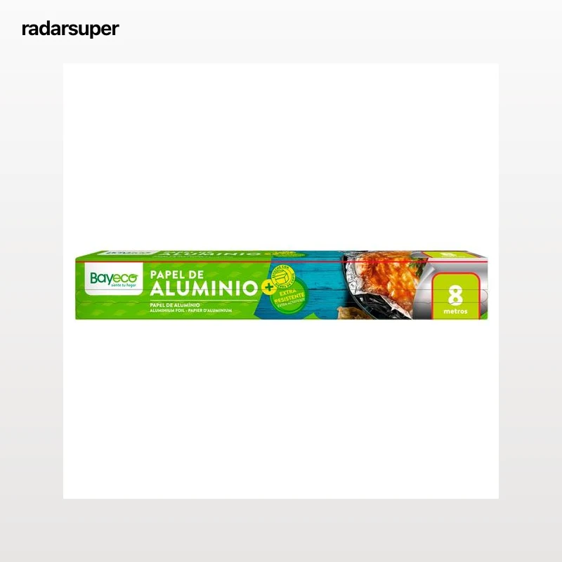 BAYECO Papel de aluminio extra resistente, con sierra de corte en el estuche rollo 8M