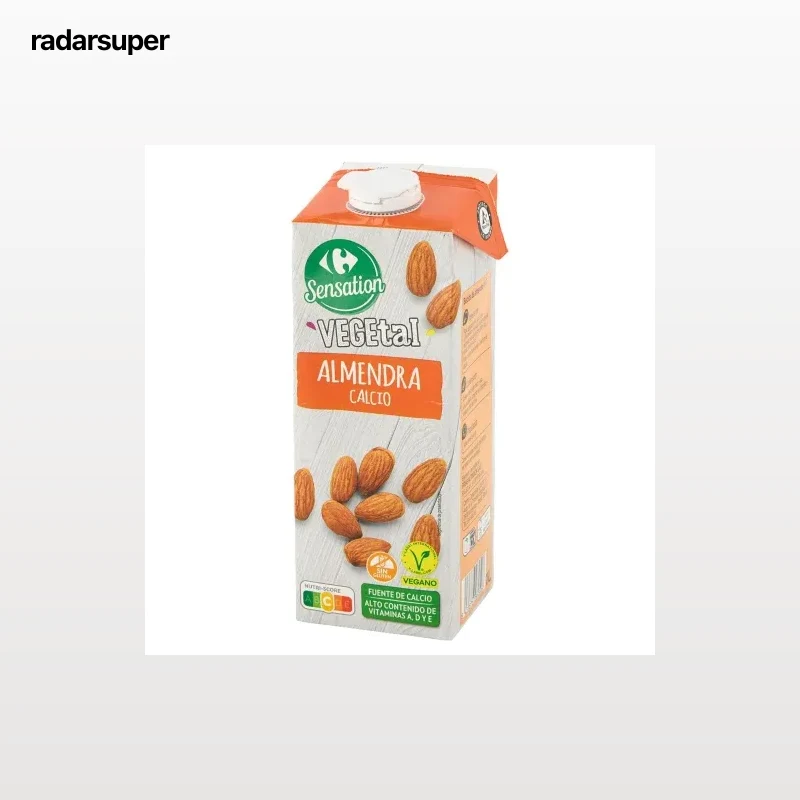 Bebida de almendra calcio Carrefour sin gluten brik 1 l.