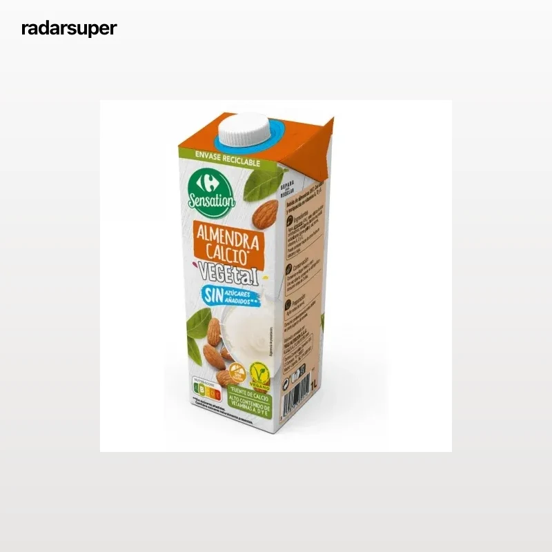 Bebida de almendra calcio sin azúcar añadido Carrefour sin gluten brik 1 l.