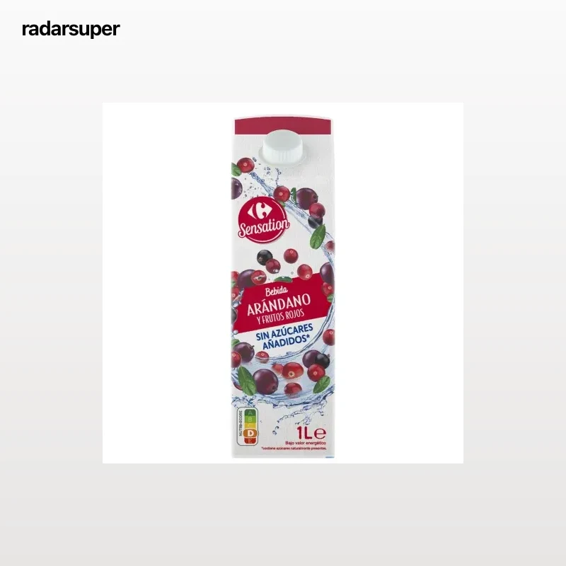 Bebida de fruta de arándano y frutos rojos Carrefour Sensation sin azúcares añadidos brik 1 l.