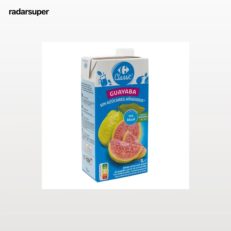 Bebida de fruta guayaba Carrefour Classic´ sin azúcar añadido brik 1 l.