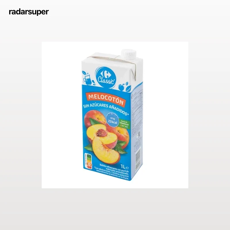 Bebida de fruta melocotón Carrefour Classic sin azúcares añadidosbrik 1 l.