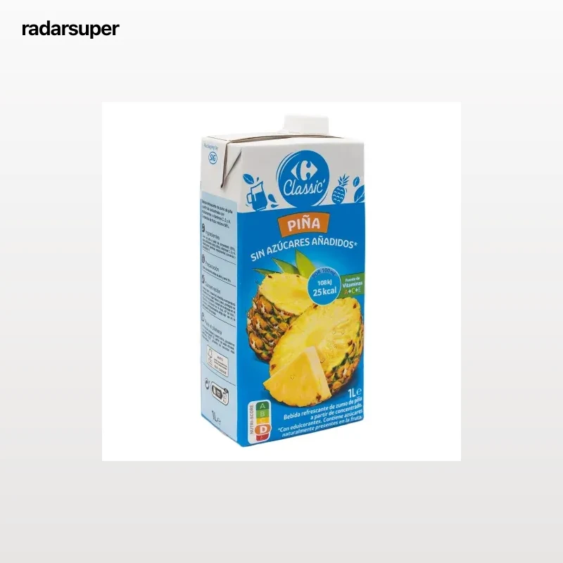 Bebida de fruta piña Carrefour Classic´ sin azúcar añadido brik 1 l.
