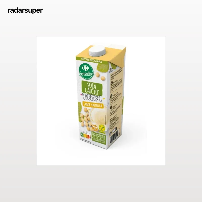 Bebida de soja calcio sabor vainilla Carrefour sin gluten  brik 1 l.