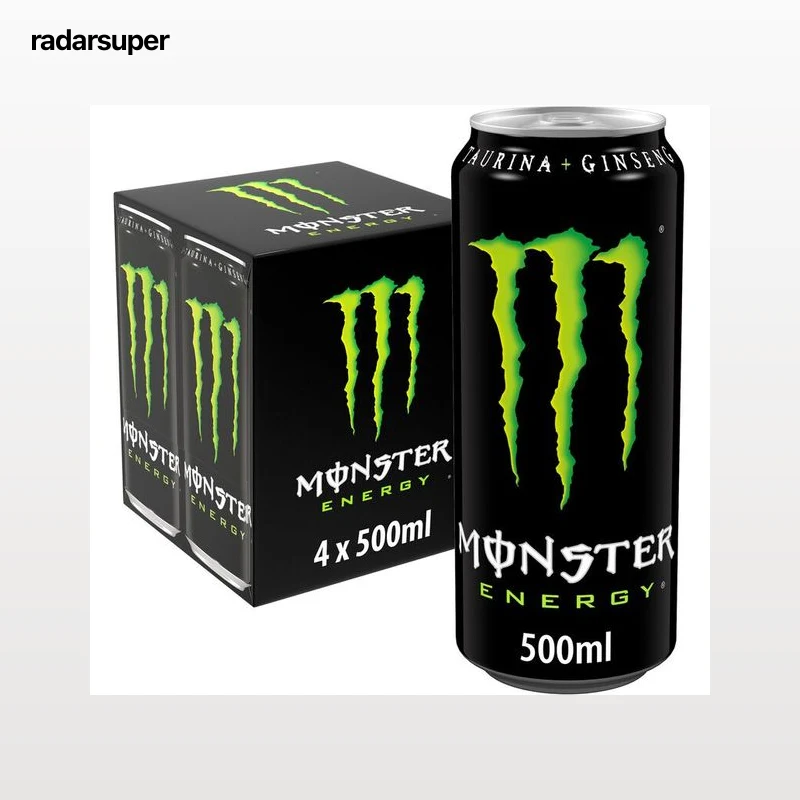Bebida energética Monster Energy 50cl pack 4 green lata taurina ginseng