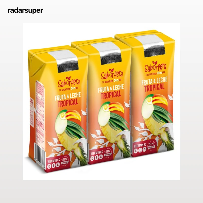 Bebida de fruta y leche tropical Dia Saborfera pack 3 x 330 ml