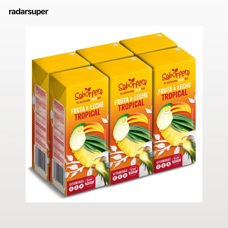 Bebida de fruta y leche tropical Dia Saborfera pack 6 x 200 ml