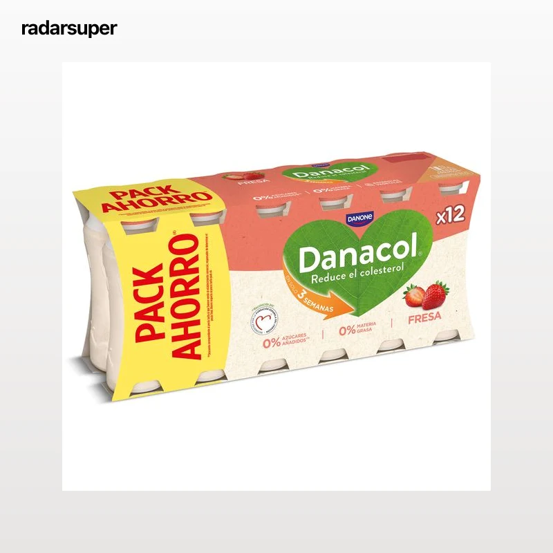 Bebida láctea de fresa 0% azúcares añadidos Danacol 12 x 100 g