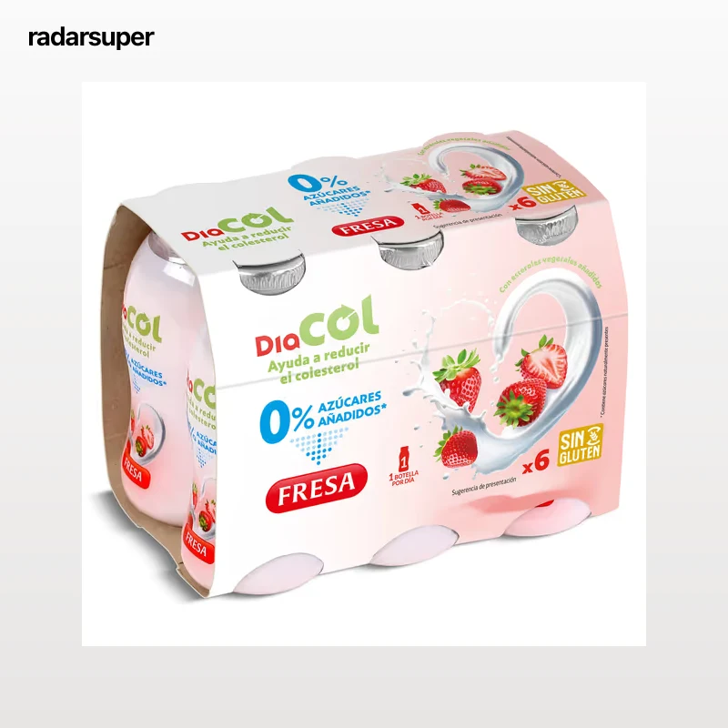 Bebida láctea de fresa 0% azúcares añadidos Diacol 6 x 100 g