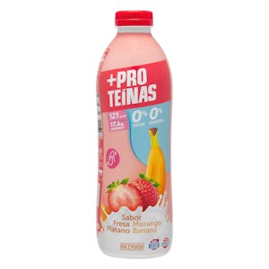 Bebida láctea sabor fresa y plátano +Proteínas Hacendado 0% MG 0% azúcares añadidos 17,4 g proteínas