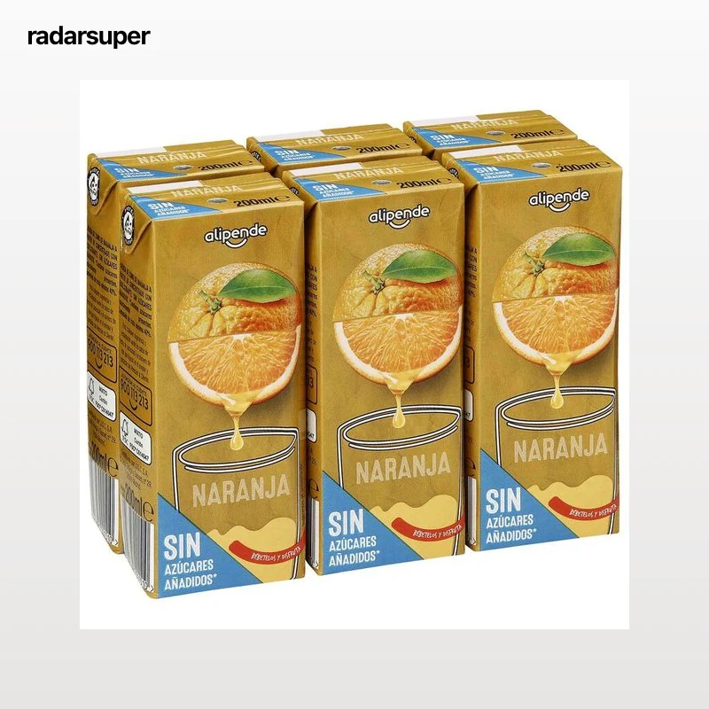 Bebida sin azúcar añadido naranja Alipende 200 ml 6 unid