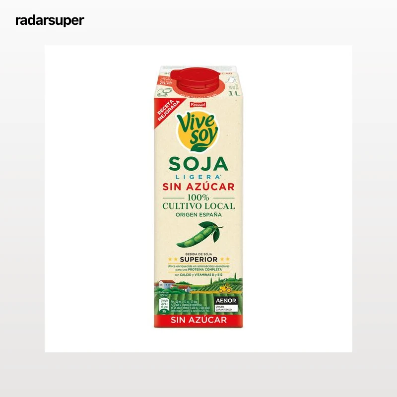 Bebida de soja ligera sin azúcar con aminoácidos, calcio y vitaminas D y B12 1L