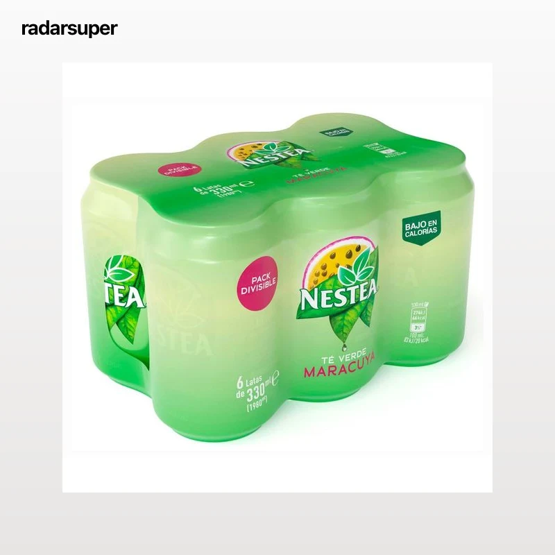 Bebida té verde maracuyá y mango pack de 6 latas de 33 cl.