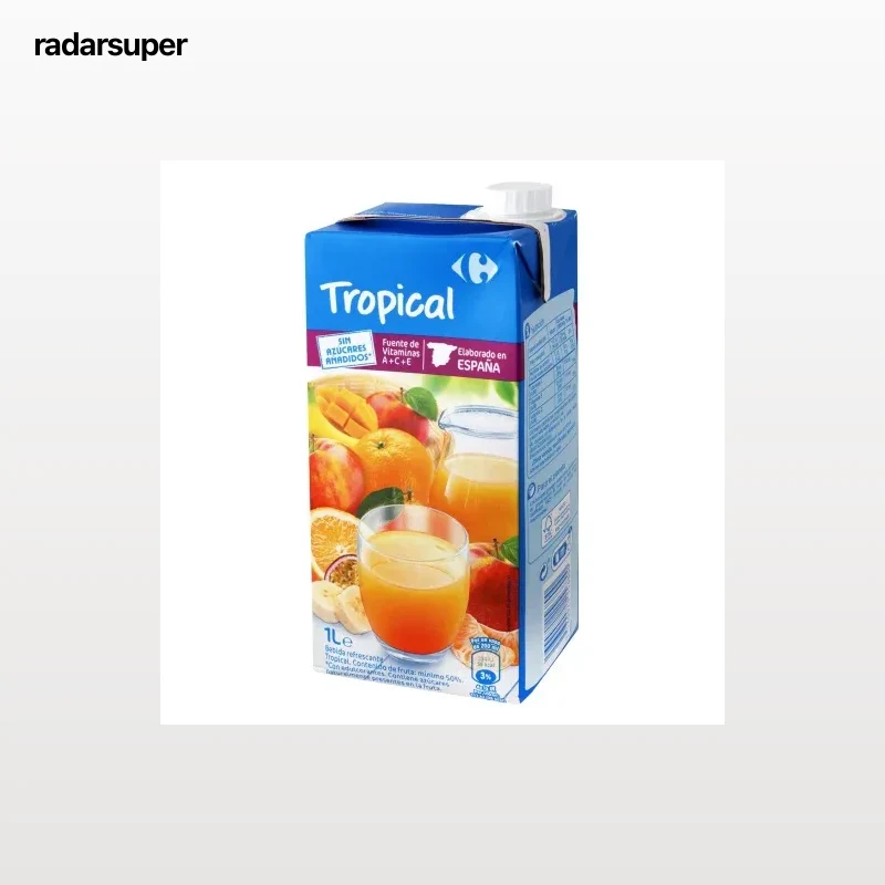 Bebida tropical Carrefour sin azúcar añadido brik 1 l.