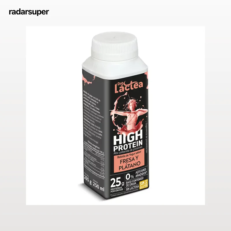 Bebida de yogur sabor fresa y plátano alta en proteínas Dia Láctea 250 ml