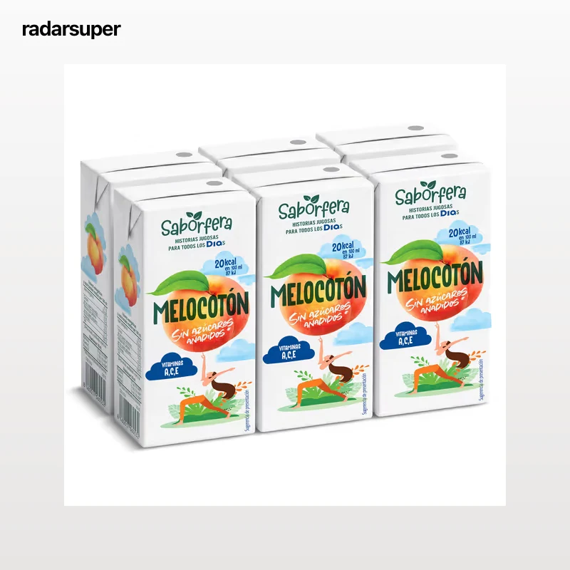 Bebida de zumo de melocotón sin azúcares añadidos Dia Saborfera pack 6 x 200 ml