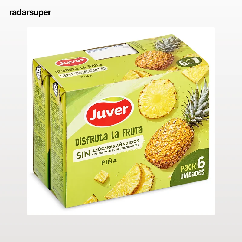 Bebida de zumo piña sin azúcares añadidos Juver pack 6 x 200 ml
