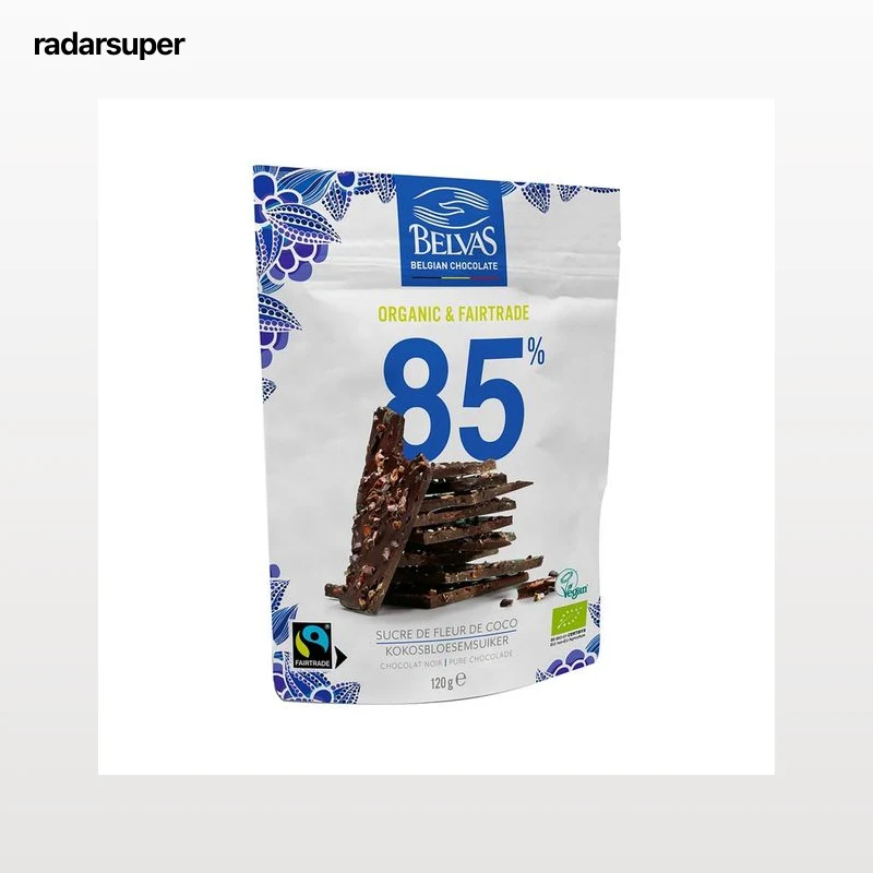 BELVAS Chocolate negro (85%) ecológico, con azúcar de flor de coco 120 g.