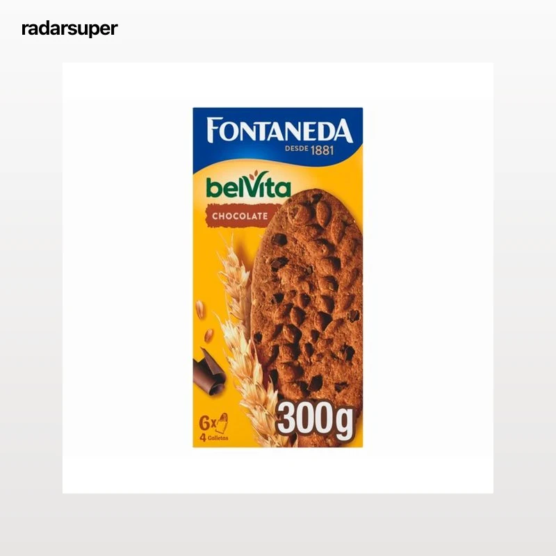 BELVITA Fontaneda Galletas chocolate y cereales, ideales para el desayuno 300 g.