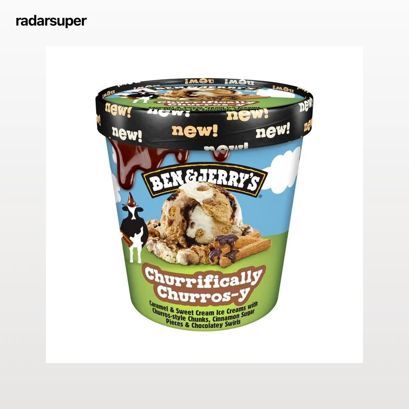 BEN & JERRY'S Churrifically Tarrina de helado de caramelo y nata con trozos de churros caramelizados 465 ml.