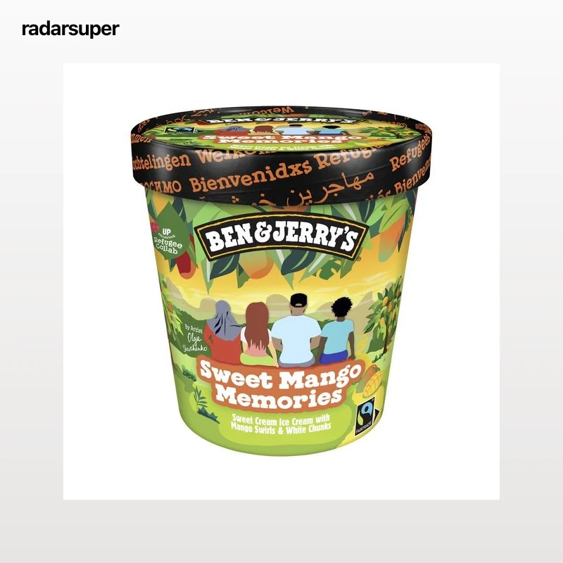 BEN & JERRY"S Helado de nata con salsa de mango y trocitos de chocolate blanco 465 ml.