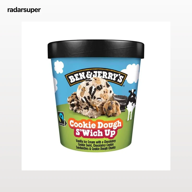 BEN & JERRY"S Tarrina de helado de vainilla con remolinos, sandwiches y trocitos de cokies de chocolate 465 m.