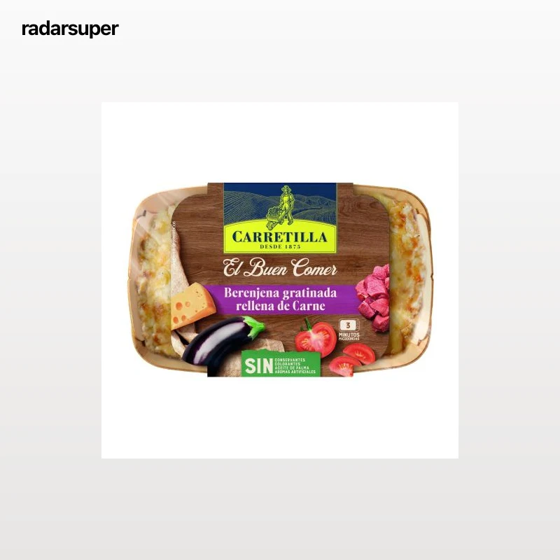 Berenjena rellena de carne gratinada El Buen Comer Carretilla 350 g.