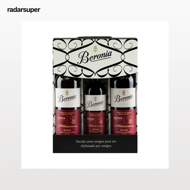 BERONIA Estuche con 2 botellas de vino tinto de 75 cl. y 1 botella de vino tinto de 37.5 cl con D.O. Ca. Rioja.