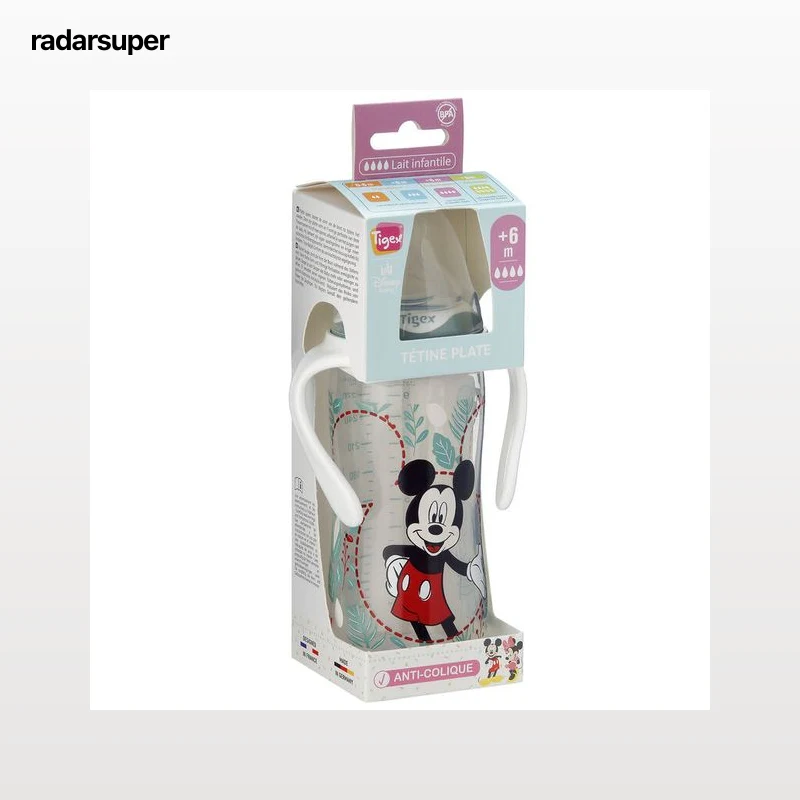 Biberón silicona Tigex 300ml +6m mickey anticólico