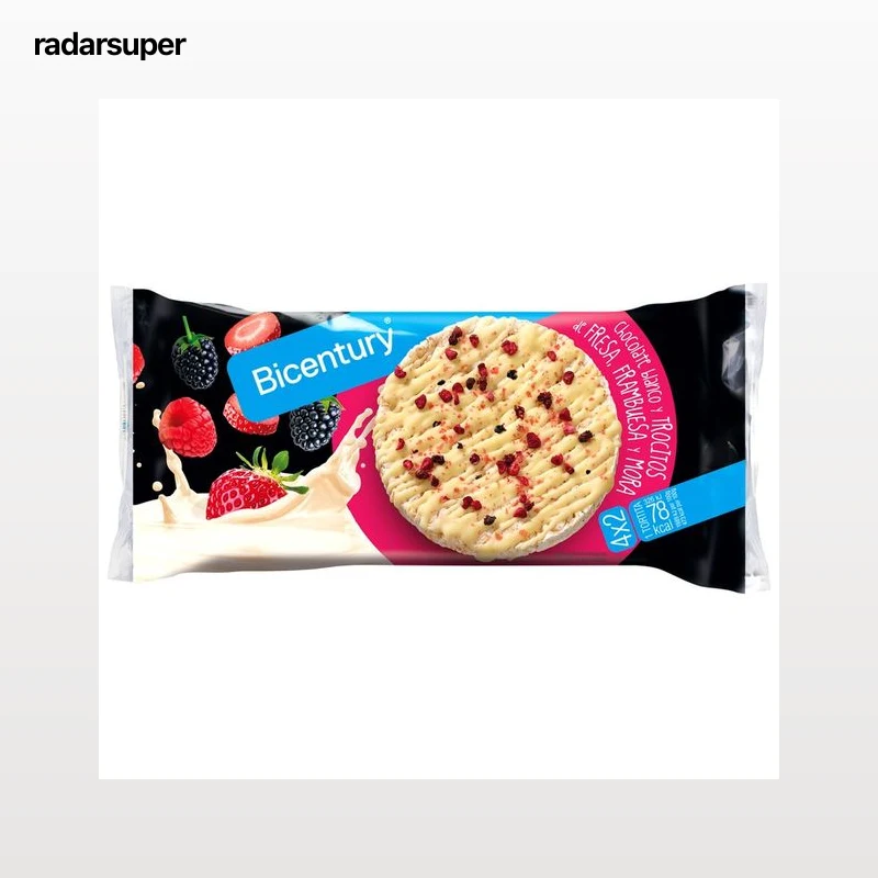 BICENTURY Barritas chocolate blanco con frutos rojos BICENTURY 4 uds. (131,2 g.)