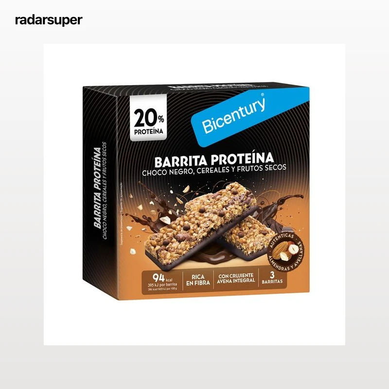 BICENTURY Barritas de proteina sabor a chocolate con almendras 72 g
