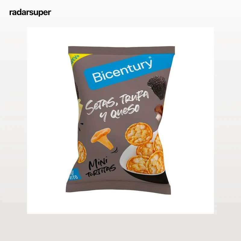 BICENTURY Mini tortitas de maíz con sabor a setas, trufa y queso BICENTURY 70 g.