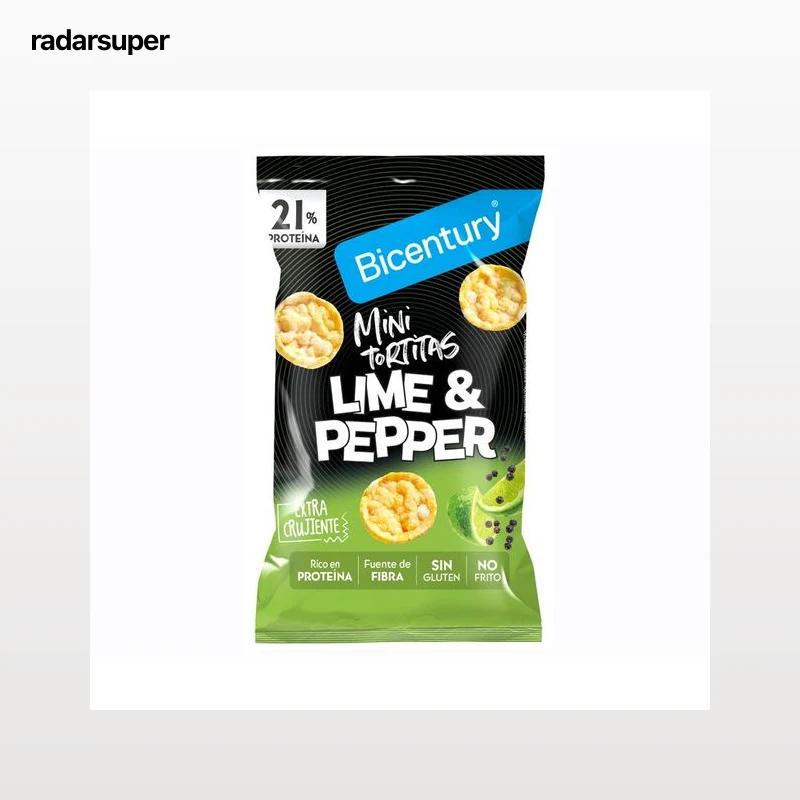 BICENTURY Mini tortitas de proteína sabor lima y pimienta 60 g.
