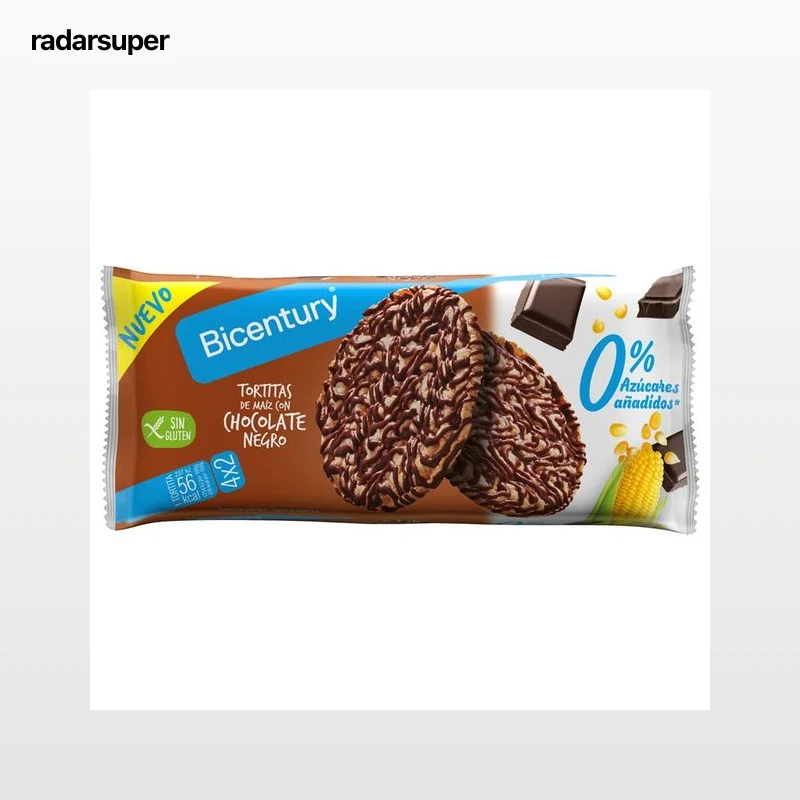 BICENTURY Tortilla maíz chocolate negro sin azúcares BICENTURY 109 g.