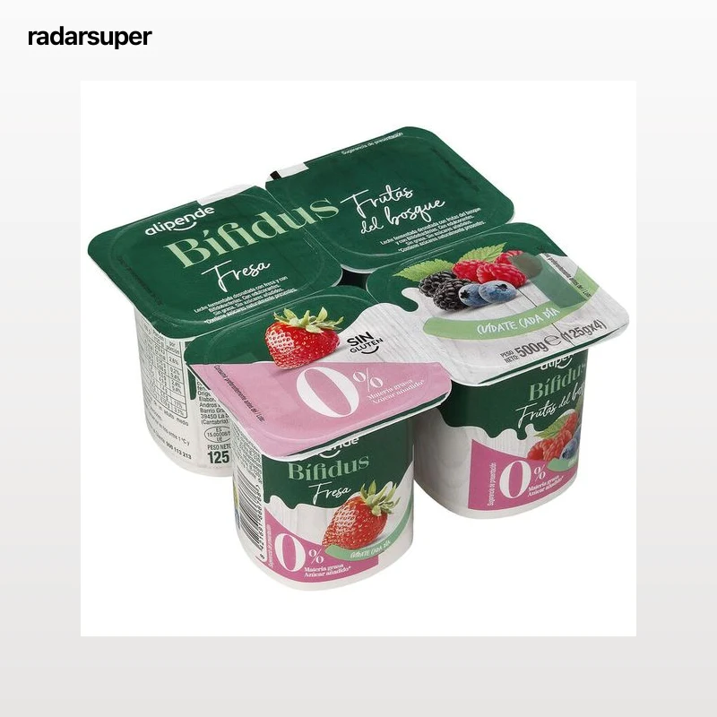 Bifidus 0% alipende con sabor a fresa y frutos del bosque pack 4